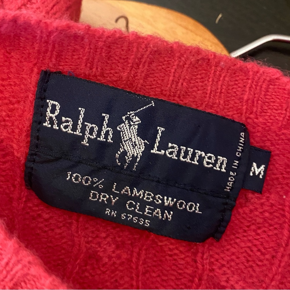 Ralph Lauren Women's Cable Knit Crewneck Sweater - Red - Picture 4 of 5